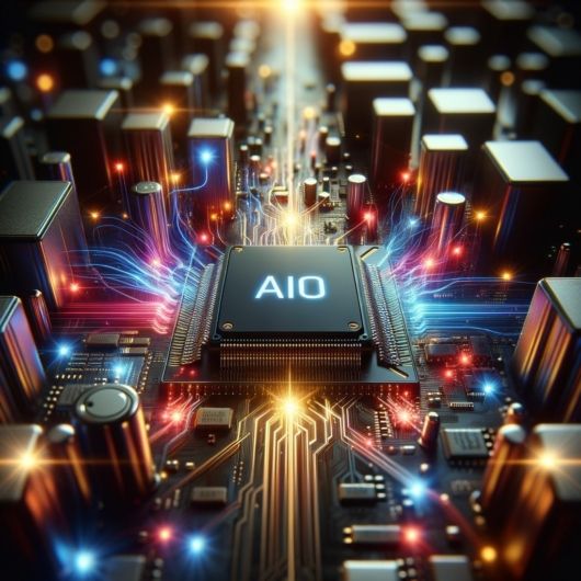 ein Computerchip auf dem AIO steht